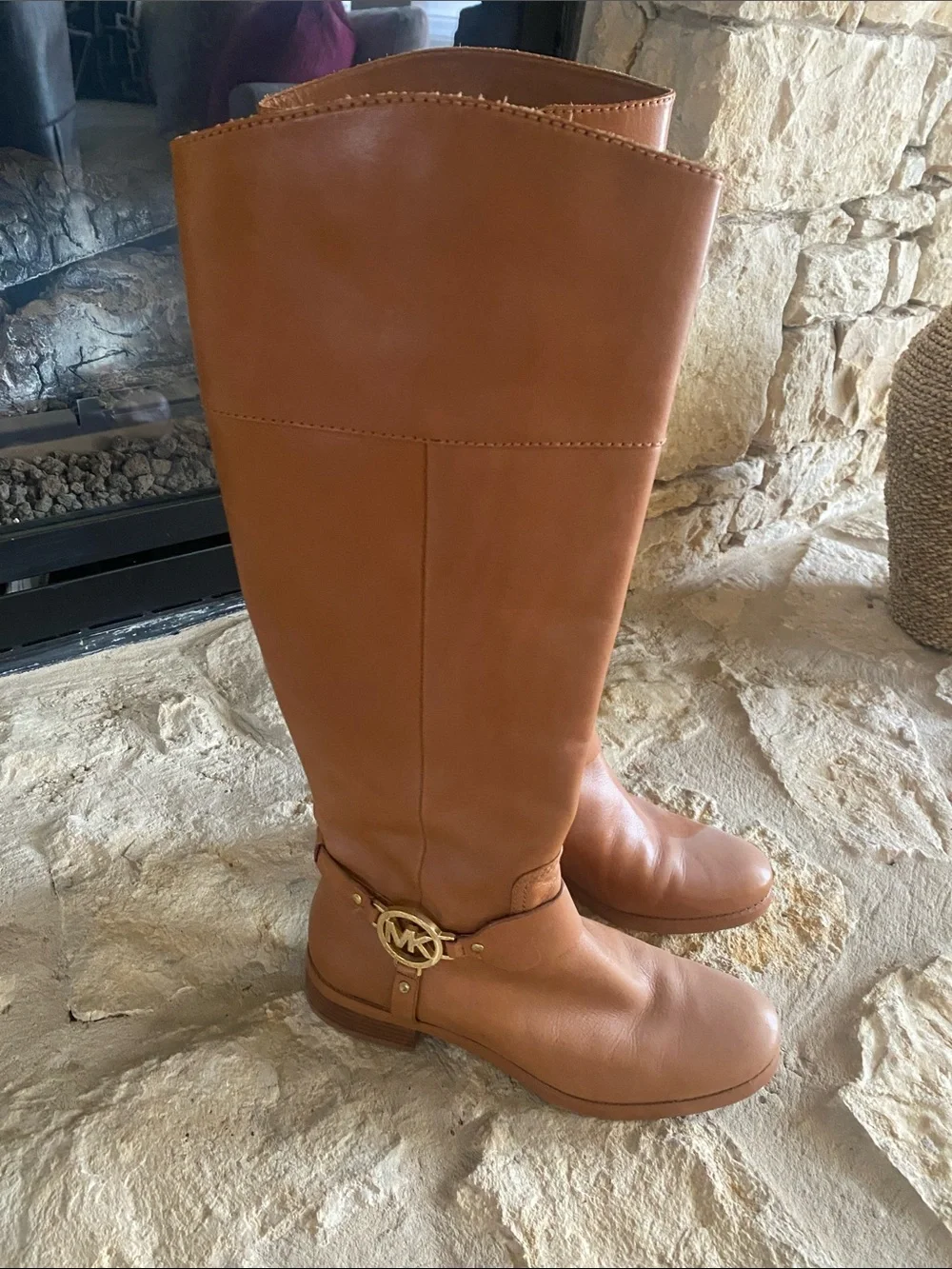 Michael Kors Tall Leather Over-the-Knee Boots in Cognac